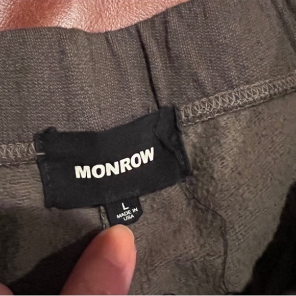 Monrow SUPERSOFT boyfriend jogger sweatpants lounge army green sz large - Picture 4 of 6